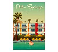 PUBDSKBLDE Metal Sign California Palm Springs Swimming Pool Retro Decor Art Sign Home Kitchen Bar Cafe Club Cave Wall Decor Vintage Travel Tin Sign 20x30cm