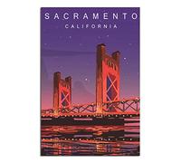 PUBDSKBLDE Metal Sign California Sacramento Sacramento Tower Bridge Retro Decor Art Sign Home Kitchen Bar Cafe Club Cave Wall Decor Vintage Travel Tin Sign 20x30cm