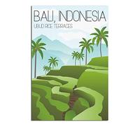 PUBDSKBLDE Metal Tin Sign Bali Indonesia Tegalalang Rice Terrace Retro Decor Art Sign Home Kitchen Bar Cafe Club Cave Wall Decor Vintage Travel Sign 30x43cm