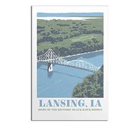 PUBDSKBLDE Metal Tin Sign Iowa Almaki County Lansing Black Hawk Bridge Retro Decor Art Sign Home Kitchen Bar Cafe Club Cave Wall Decor Vintage Travel Sign 20x30cm