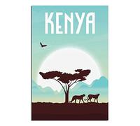 PUBDSKBLDE Metal Tin Sign Kenya Animals on The Savannah Retro Decor Art Sign Home Kitchen Bar Cafe Club Cave Wall Decor Vintage Travel Sign 20x30cm