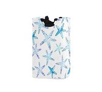 PUBDSKBLDE Watercolor Starfish Laundry Baskets 52L Large Laundry Hamper Oxford Collapsible Dirty Clothes Tote Storage Bag with Handles Foldable Washing Basket Bin for Bedroom Bathroom Closet