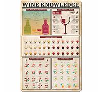 PUBDSKBLDE Wine Knowledge Metal Tin Sign Wine Collection Guide Infographic Poster Bar Cafe Club Home Kitchen Wall Decoration Plaque 8x12 Inches