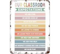 Pubertee Educational Metal Sign, 12 x 8 inches, Green, Rectangular, Inspirational, Simple, Wall Mount, Metal, Classroom Rules Poster