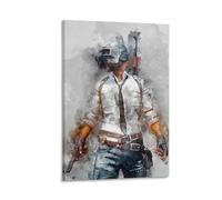 PUBG Gamer Wall Art Action Poster Print Video Game Decor Watercolor Artwork Gaming Room Wall Art Player Unknowns Battlegrounds Unique Gift for Gamers Modern Home Decor Gift 24x36inch(60x90cm) Framed