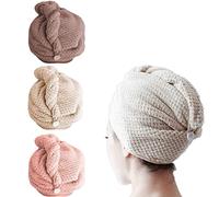 Pubiao Hair Turban, Pack of 3, Brown, Pink, Beige, 60 x 24 cm, Microfibre, Quick-Drying, Super Absorbent, Lightweight, Soft, Easy to Use, Multi-Functional, Ideal for All Hair Types and Lengths
