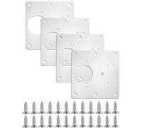 Pubiao Hinge Repair Plate 4PCS Stainless Steel for Cabinet Cupboard Door | 90x90mm plate, fits 48 or 45mm door and 32mm cabinet holes, 4 plates + 24 screws