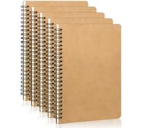 Pubiao Lined Notebook A5, Spiral Notebooks 5 Packs Kraft Cover Wirebound Notebooks Bulk Journals, 120 Pages 60 Sheets Lined Note Book for School, Study, Office Use