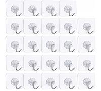 Pubiao Self Adhesive Hooks, Heavy Duty Wall Hooks Anti-Skid Traceless Sticky Hook for Kitchen Bathroom Clothes Office Ceiling Hanger for Hanging Coat Cloth Towel Key Decorations - 24 Pack