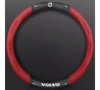PUBIBD Car Steering Wheel Cover for Volvo XC90 XC60 V50 S60 V70 V60 V40 S90, Full Coverage Anti Slip Soft Breathable Durable Steering Wheel Protector Cover, Elastic Auto Center Console Cover,C Red