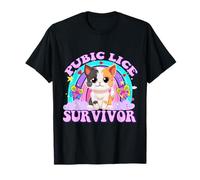 Pubic Lice Survivor Funny Cat Sarcastic Y2K Inappropriate T-Shirt