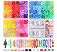 Pubiseed 3300pcs 72 Colors Pony Beads for Bracelet Making Kit, 2500pcs Kandi Bead and 700pcs A-Z Square Letter for Friendship Bracelet Kit, 200 pcs Plastic Bead for Adults Jewelry Making Crafts