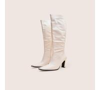 Public Desire Women's Acquilla White Knee High Flared Boots | Size: 4 Public Desire White 4