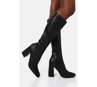Public Desire Women's Apology Black Pu Knee High Block Heel Boots | Size: 4 Public Desire Black 4