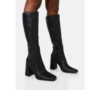 Public Desire Women's Apology Wide Fit Black Pu Knee High Block Heel Boots | Size: 4 Public Desire Black 4