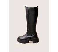 Public Desire Women's Evergreen Black Knee High Elasticated Detail Chunky Heeled Sole Boots | Size: 8 Public Desire Black 8