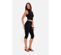 Public Desire Women's High Waist Bengaline Split Hem Capri Trousers Black | Size: 10 Public Desire Black 10
