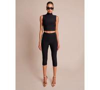 Public Desire Women's High Waist Luxe Slinky Capri Pants Black | Size: 8 Public Desire Black 8