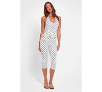 Public Desire Women's High Waist Luxe Slinky Capri Pants Polka Dot Black & White | Size: 8 Public Desire Multicolor 8