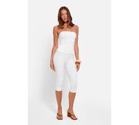 Public Desire Women's High Waist Luxe Slinky Capri Pants White | Size: 12 Public Desire White 12