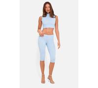 Public Desire Women's Hotfix High Waist Luxe Slinky Capri Pants Blue | Size: 8 Public Desire Blue 8