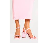 Public Desire Women's Maryse Light Pink Pu Barely There Mid Block Heels | Size: 7 Public Desire Light Pink 7