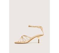 Public Desire Women's Nora Gold Pu Lace Up Strappy Mid Heels | Size: 4 Public Desire Gold 4