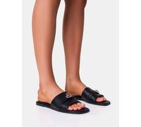 Public Desire Women's Radiance Black Buckle Trim Flat Sandals | Size: 3 Public Desire Black 3
