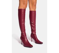 Public Desire Women's Scorpion Burgundy Mid Heel Sock Knee High Boots | Size: 8 Public Desire Burgundy 8