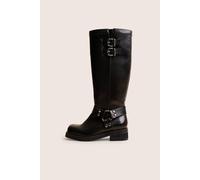 Public Desire Women's Sirius Black Vintage Buckle Knee Hight Flat Boots | Size: 3 Public Desire Black 3