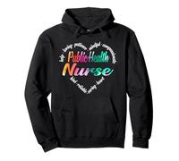 Public Health Nurse Heart Word Cloud Watercolor Rainbow Pullover Hoodie