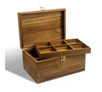 Public House Locking Wooden Keepsake Box, Customizable Design With Adjustable Tray. Large Wooden Box with Hinged Lid for Wedding and Memory Keepsakes