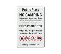 Public Place No Camping Sign Safe Sign, Signs Outdoor, 12 X 8 In, Sign For Home, Business, Driveway Alert