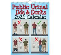 Public Urinal Do's and Don'ts 2026 Calendar, 12 Months Hilarious Prank Spiral-Bound Calendar, Funny Bathroom Etiquette Humor Calendars, Functional Daily Activities Planner for Organizing (1pcs)
