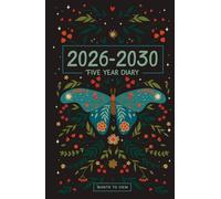 Publish Next: 5 Year Diary 2026-2030 A5 | Boho Butterfly Hardback: Month to View Planner with UK Holidays, Vision Board, Moon Phases, Birthdays & Celebrations, Contacts, Passwords (Five Years)