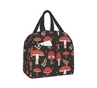 Pubnico Cute Mushroom Lunch Box, Insulated Bento Lunch Bag, Brown, Reusable Waterproof Lunch Bag With Front Pocket For Office, Picnic, Hiking, Beach