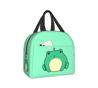 Pubnico Kawaii Green Frog Lunch Box Bento Box Insulated Lunch Box Reusable Waterproof Lunch Bag With Front Pocket For Travel Office Picnic