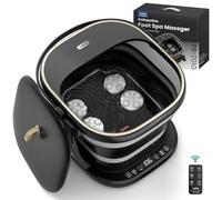 Puboo Collapsible Foot Spa Bath Massager with Heat, Foot Soaking Tub Pedicure Foot Spa, Support Rods, Remote Control, 16 Motorized Massage Balls, Black Gift Box, Up to Men US-11.5