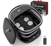 Puboo Collapsible Foot Spa Bath Massager with Heat, Foot Soaking Tub Pedicure Foot Spa, Support Rods, Remote Control, 16 Motorized Massage Balls, Black Gift Box, Up to Men US-11.5