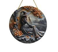 Pubyfun/Glosrity/Sherum/Fanyil/Olygee Witching Hour, Halloween Witch Wreath for Front Door Sign Wall Signs Decor, 2025 New Witch Circular Sign Hanging Decoration (Style C)