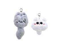 PUCAPOCO JJK Keychain Gojo Geto Plush Keychain Anime Jujutsu Inspired Keyrings for Best Friend, Grey,white, 5.9''/7.1''