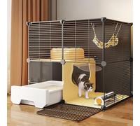 Pucaru Cat Cage, Cat Enclosure with Cat Litter Box, Detachable Metal Wire Cat Playpen, Double-layer Large Space, Encrypted Barbed Wire(75x39x73cm)