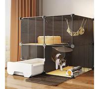 Pucaru Cat Cage, Cat Enclosure with Cat Litter Box, Detachable Metal Wire Cat Playpen, Double-layer Large Space, Encrypted Barbed Wire(75x49x73cm)