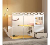Pucaru Cat Cage Indoor, Transparent Cat Villa, Cat Enclosure with Cat Litter Box, Reasonable Partitioning, Space Freedom, Free Assembly(107x47x72cm)
