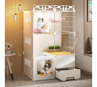 Pucaru Cat Cage Indoor, Transparent Cat Villa, Cat Enclosure with Cat Litter Box, Reasonable Partitioning, Space Freedom, Free Assembly(72x47x107cm)