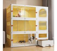 Pucaru Cat Cages Indoor with Litter Box, 2/3-Tier Large Cat Cage Indoor Enclosure, Thicken Plastic, Resin Material, Strong and Stable(105x45x105cm)