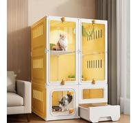 Pucaru Cat Cages Indoor with Litter Box, 2/3-Tier Large Cat Cage Indoor Enclosure, Thicken Plastic, Resin Material, Strong and Stable(A-70x45x105cm)