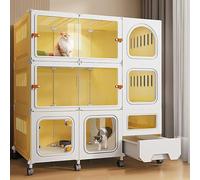 Pucaru Cat Cages Indoor with Litter Box, 2/3-Tier Large Cat Cage Indoor Enclosure, Thicken Plastic, Resin Material, Strong and Stable(105x45x113cm)