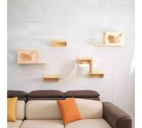 Pucaru Cat Climbing Frame Set, Wooden Cat Wall Shelves, Cats Wall Furniture, Space Saving, Suitable for Climbing, Sleeping and Playing(8pcs)