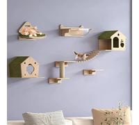 Pucaru Cat Climbing Wall DIY Kit, Scratching Post, Cat Wall Shelves for Cats To Sleep and Play Reasonable Partition Layout(8pcs)